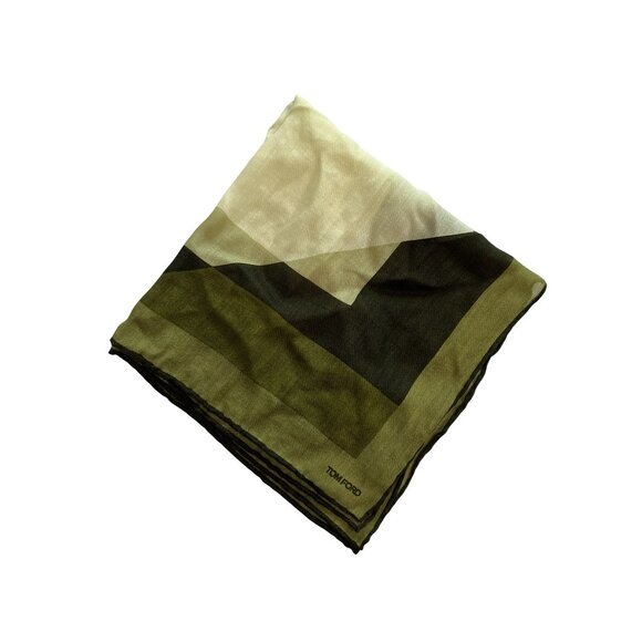 Tom Ford Geometric Silk Scarf in Green - Picture 1 of 4